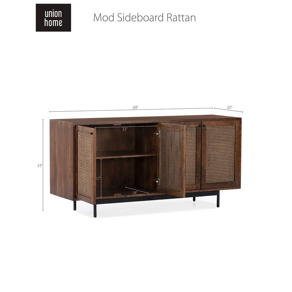 Union Home Mod Sideboard Rattan In Porto Dark Finish - LVR00251