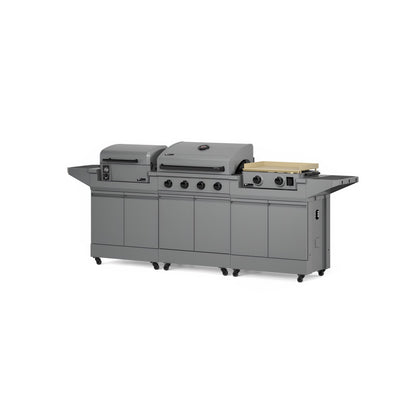 TYTUS Modular Grilling Collection 4-Burner Gas Grill, Pellet Smoker with Cart and Gas Griddle with Cart - TDT-BUN-009