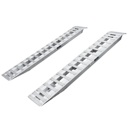 Adam Equipment 7' 10" L X 15" W Aluminum Car Trailer Ramps, Plate End, Knife Foot - 5,000 lb. Per Axle