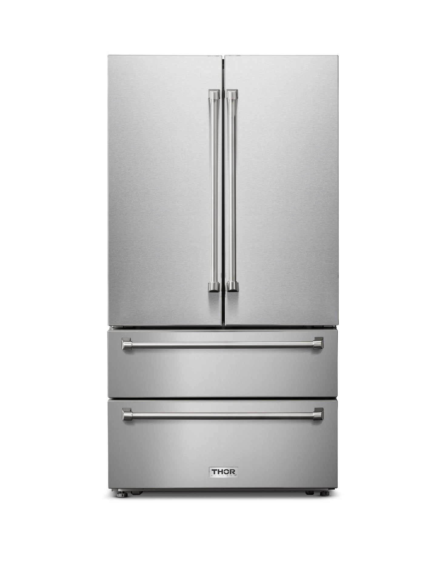 Thor Kitchen 4-Piece Appliance Package - 30-Inch Propane Gas Range, French Door Refrigerator, Wall Mount Hood, and Dishwasher in Stainless Steel - APR4-LRG30B-LP