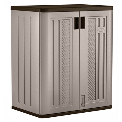 Suncast 9 Cu Ft Heavy Duty Resin Garage Base Storage Cabinet, Platinum (6 Pack) - 120281