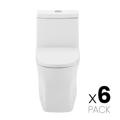 Swiss Madison Sublime II One-Piece 10" Rough-in 1.1/1.6 GPF Dual Top Flush Round Compact Toilet in Glossy White (6 - Pack) - SM-1T277-6