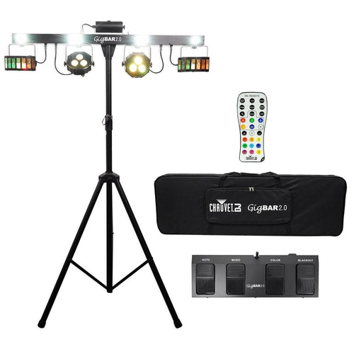 Chauvet DJ 4-in-1 LED GigBAR 2.0 Light FX System w/ Tripod+Remote+Footswitch+Bag - 141551