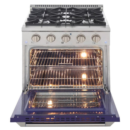 Kucht Professional 30 in. 4.2 cu ft. Propane Gas Range with Blue Door and Silver Knobs, KNG301/LP-B - KNG301/LP-B