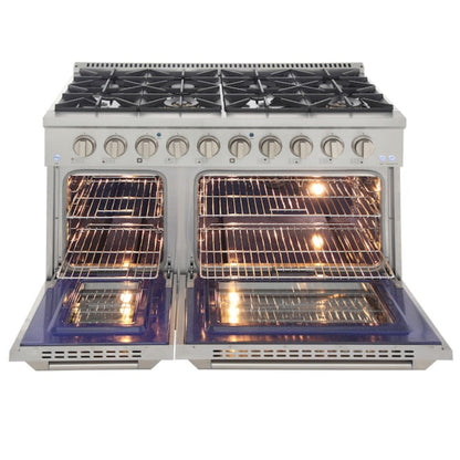 Kucht 48" Pro-Style Propane Gas Dual Fuel Range in White with Gold Accents, KDF482/LP-W-GOLD - KDF482/LP-W-GOLD