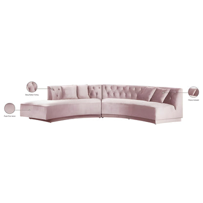 Meridian Furniture Kenzi 2pc Velvet Sectional in Pink - 641Pink-Sectional