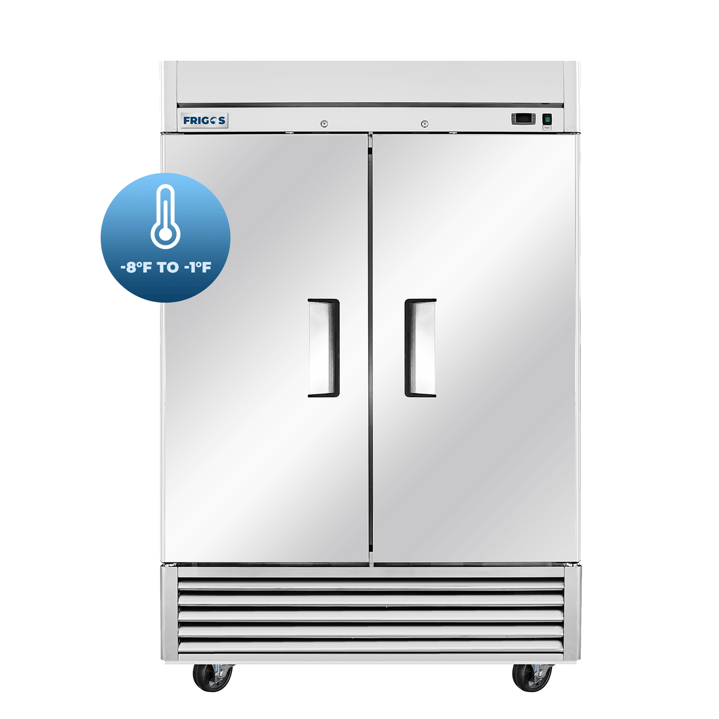 Frigos Commercial Reach in Freezer 54" Width Solid 2 Door  47  with Aluminum Interior with 304 Stainless Steel Floor - FG-FZ-2D