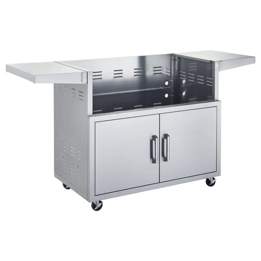 Broilmaster 34-Inch Cart with 2 Doors and 2 Fold-Down Side Shelves in Stainless Steel  - BSACT34