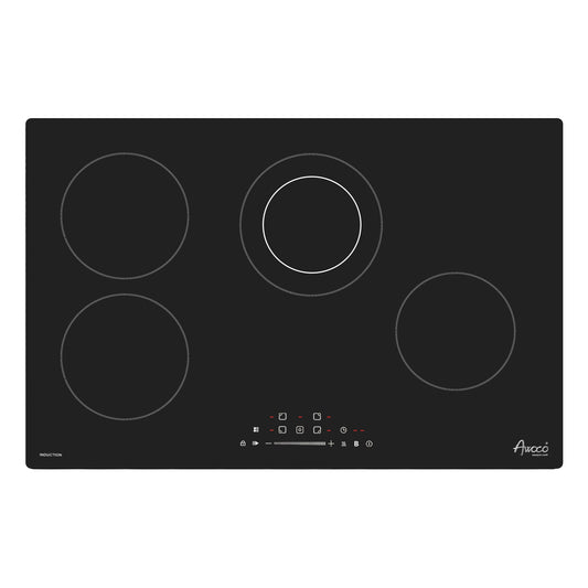 Awoco Ceramic Cooktop, Electric Stove with Burners with hard wire, 9 Power Levels Digital Timer Child Lock, Residual Heat Indicator, Automatic Shut-Off Easy Clean Touch Panel, 220-240V - CT-4C30