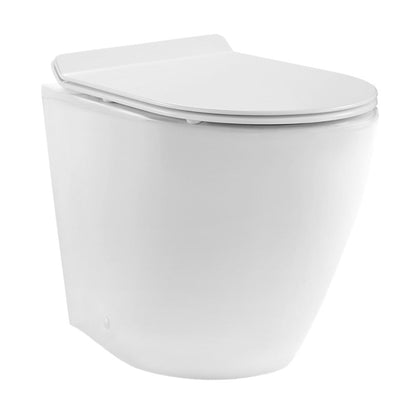Swiss Madison St. Tropez Back-to-Wall Toilet Bundle 0.8/1.6 GPF Dual Flush in Glossy White with Black Flush Plate - SM-WT0804GW