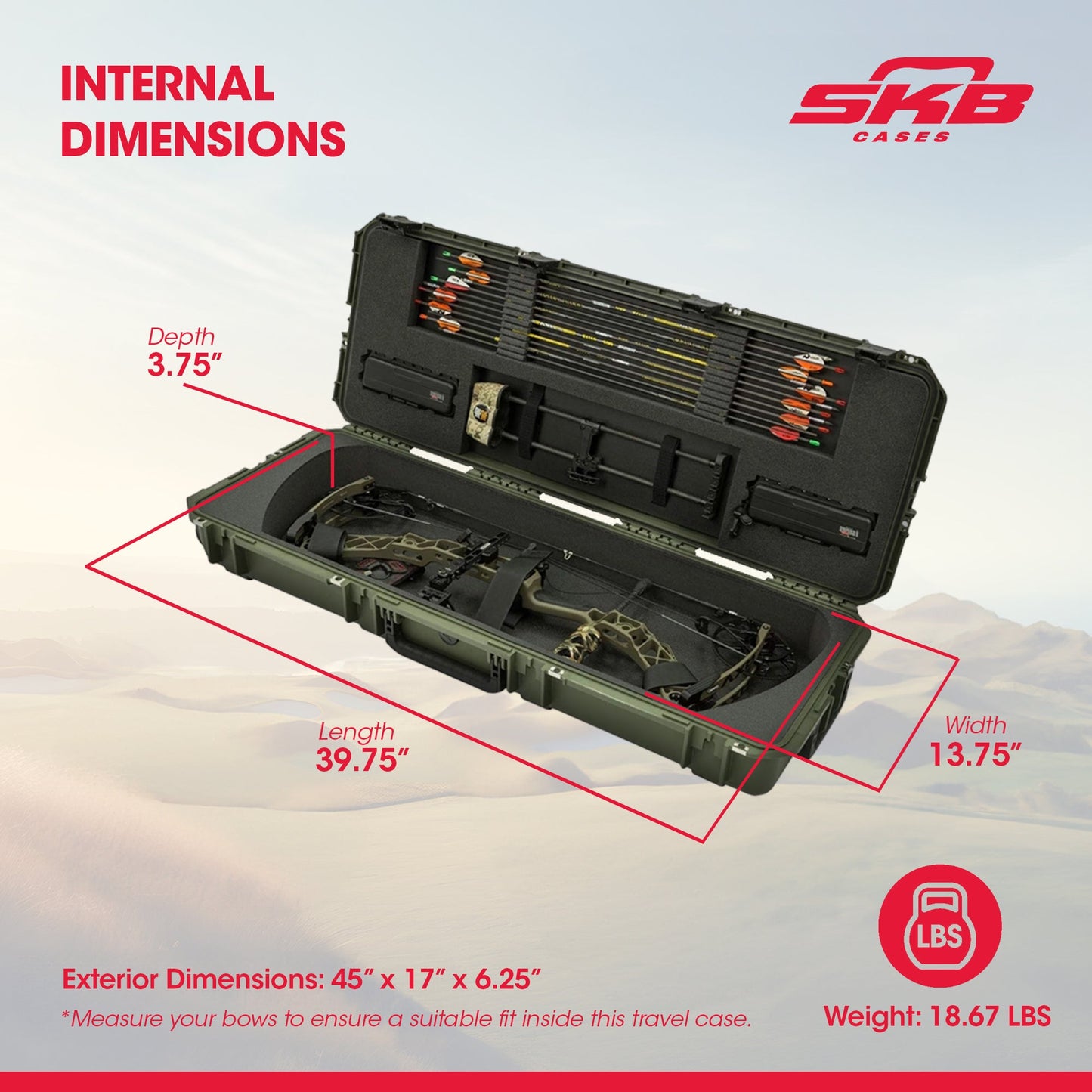 SKB Cases iSeries 4214 Hard Exterior Parallel Limb Bow Case, Green - 215404