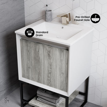 Swiss Madison Marseille 24 Single, Two Doors, Open Shelf Bathroom Vanity - SM-BV142
