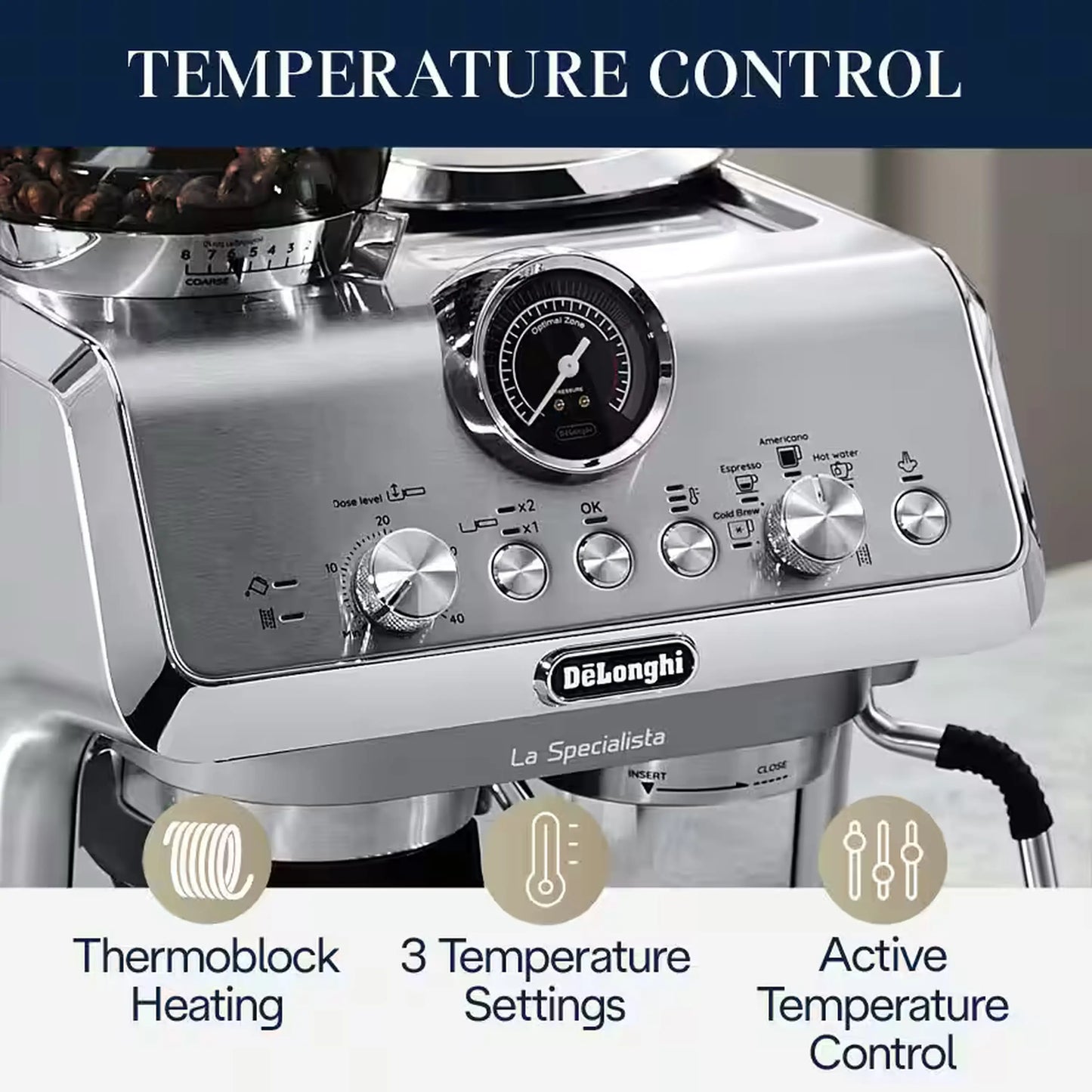 De'Longhi La Specialista Arte Evo Espresso Machine with Cold Brew in Silver (EC9255M)