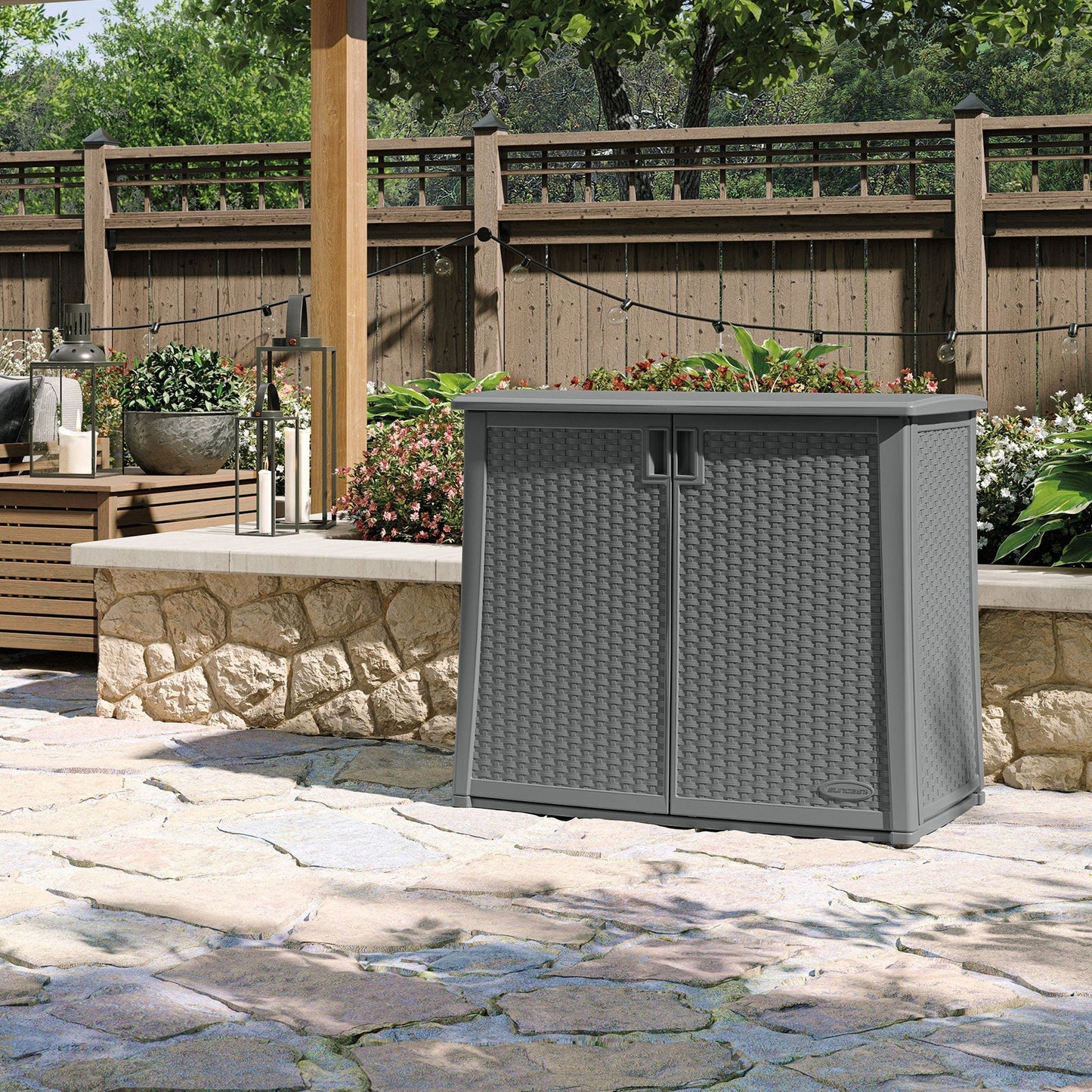 Suncast Lockable Outdoor Cabinet Deck Storage Box w/ Adjustable Shelf (3 Pack) - 320519