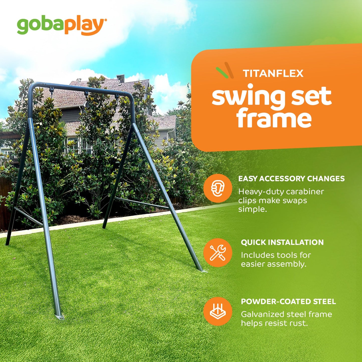 gobaplay Outdoor Frame Playground Equipment w/ 8' Extension & 39" Swing w/ Tent - 436276