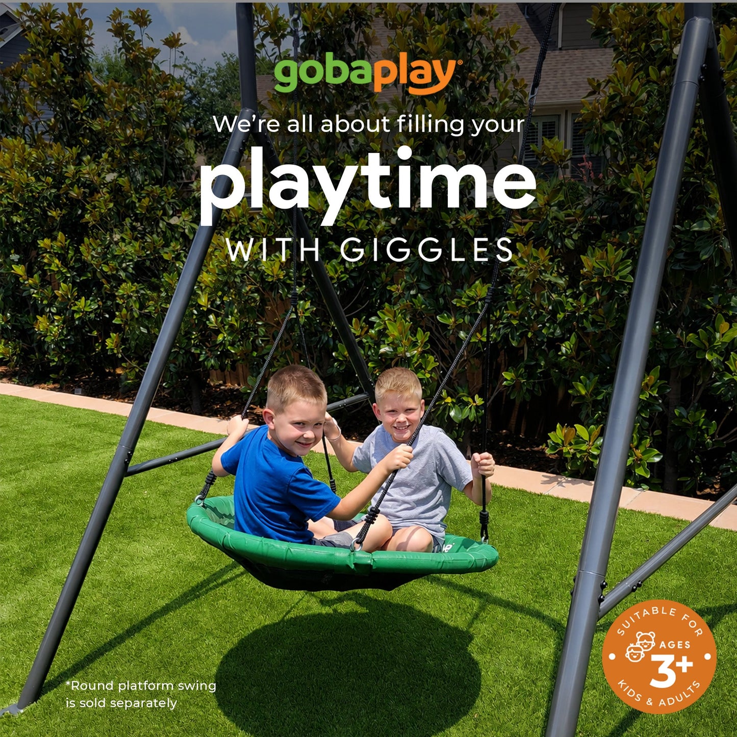 gobaplay Single Swing Set Playground Equipment with FlyMax 39" Swing with Tent - 436274