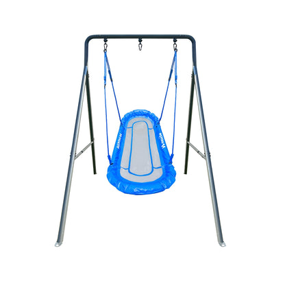 gobaplay Single Swing Set Playground Equipment with Double Platform Saucer, Blue - 327671