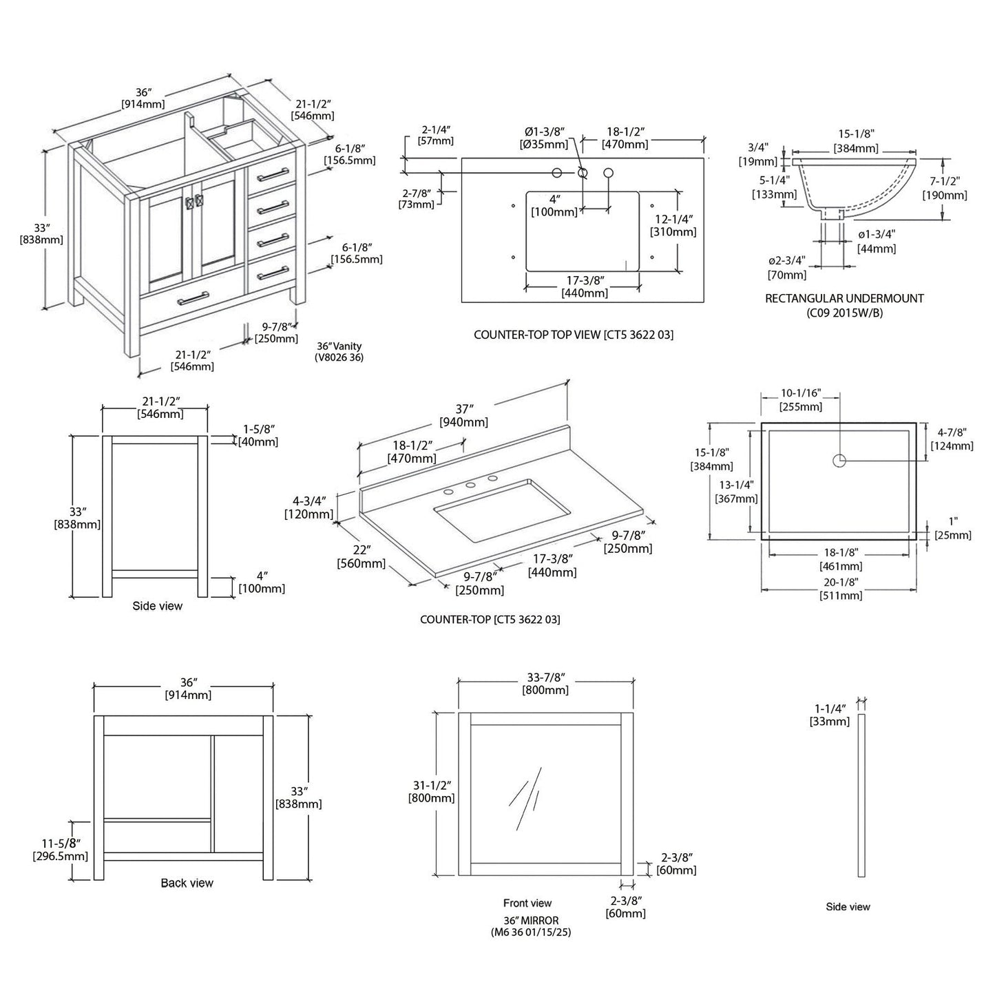 Blossom Geneva 36″ Bathroom Vanity - V8026 36 25