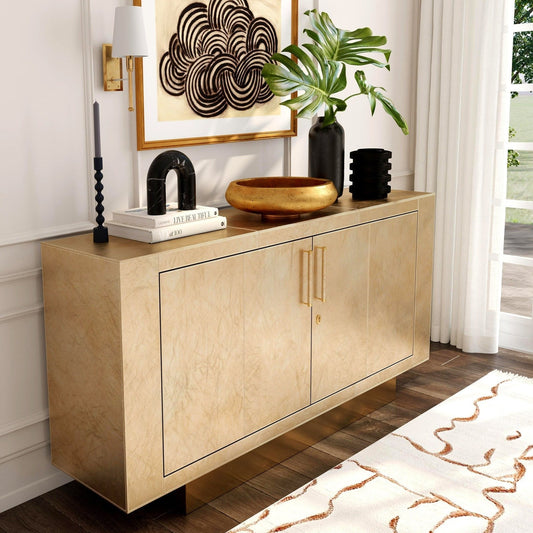Butler Specialty Company Francois Leather 70.5"" Buffet Sideboard, Gold  -  3736350