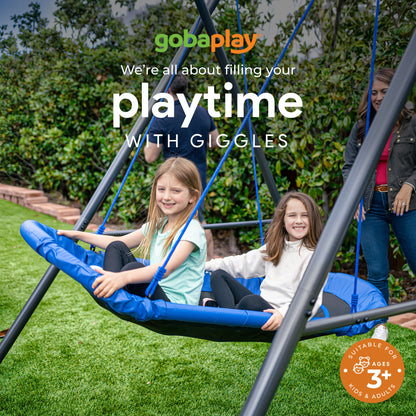 gobaplay Explorer Kids Swing Set w/Frame, Dual Platform Saucer, Swings & Trapeze - 399863