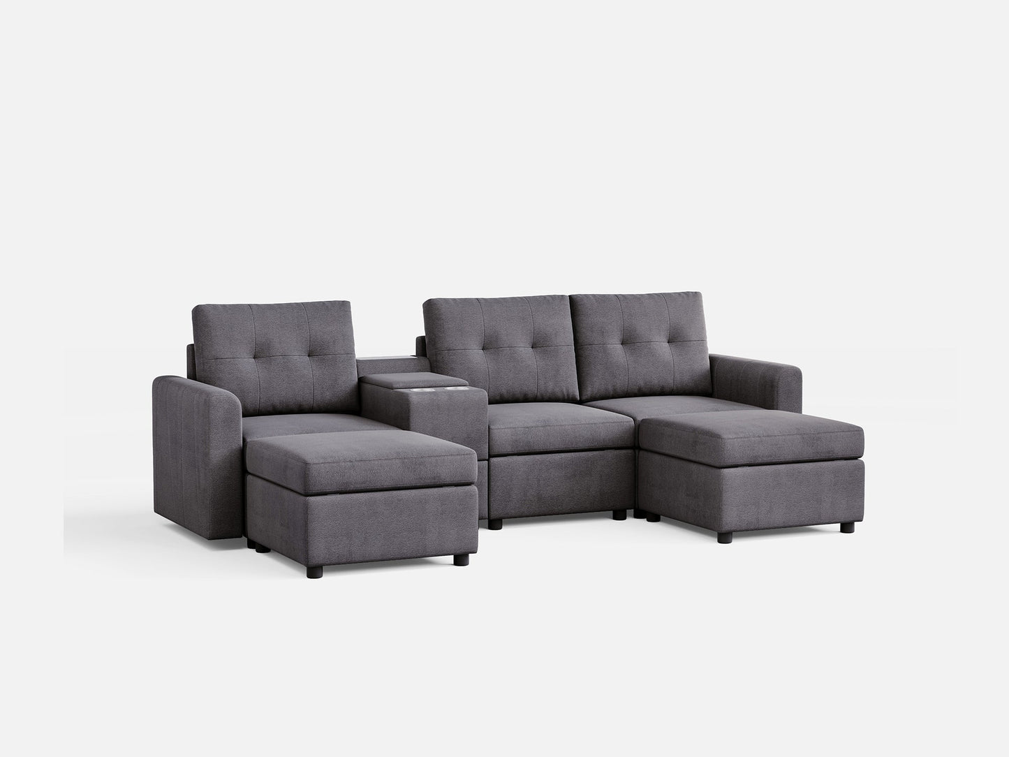 LINSY HOME RUBIK III 3 Seats with 2 Ottomans & Console - US-LH-SPF-Sofa-S800-F-32101-0-00