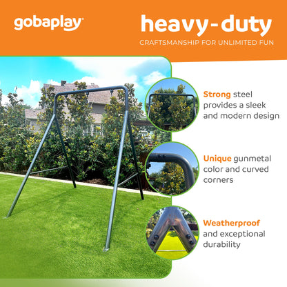 gobaplay Outdoor Swing Set Frame with Bars & gobaplay Rectangle Swing Platform - 416134