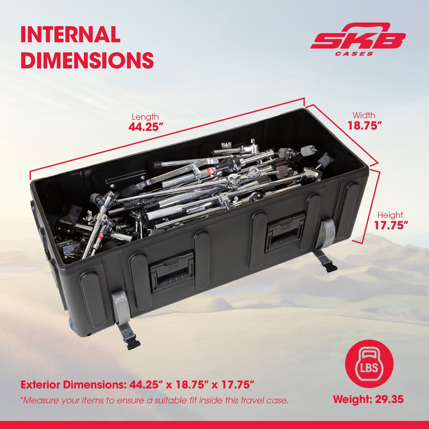 SKB Drum Hardware Case with Wheels Durable Polyethylene Mobile Storage(Open Box) - 422227