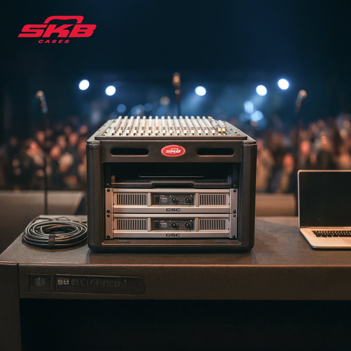 SKB Roto Rack/Mixer Console, 10U Slanted Rackmount on top, 6U Rackmount in Front - 422005