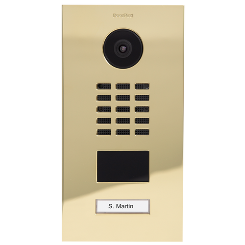 DoorBird D2101V IP Video Door Station, 1 Call Button in Brass