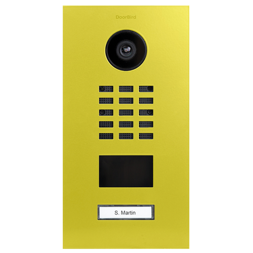 DoorBird D2101V IP Video Door Station, 1 Call Button in Sulfur Yellow, RAL 1016