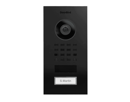 DoorBird D1101V Flush-Mount IP Video Intercom, 1 Call Button in Graphite Black