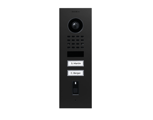 DoorBird D1102FV Fingerprint 50 Flush-Mount IP Video Door Station, 2 Call Button in Graphite Black