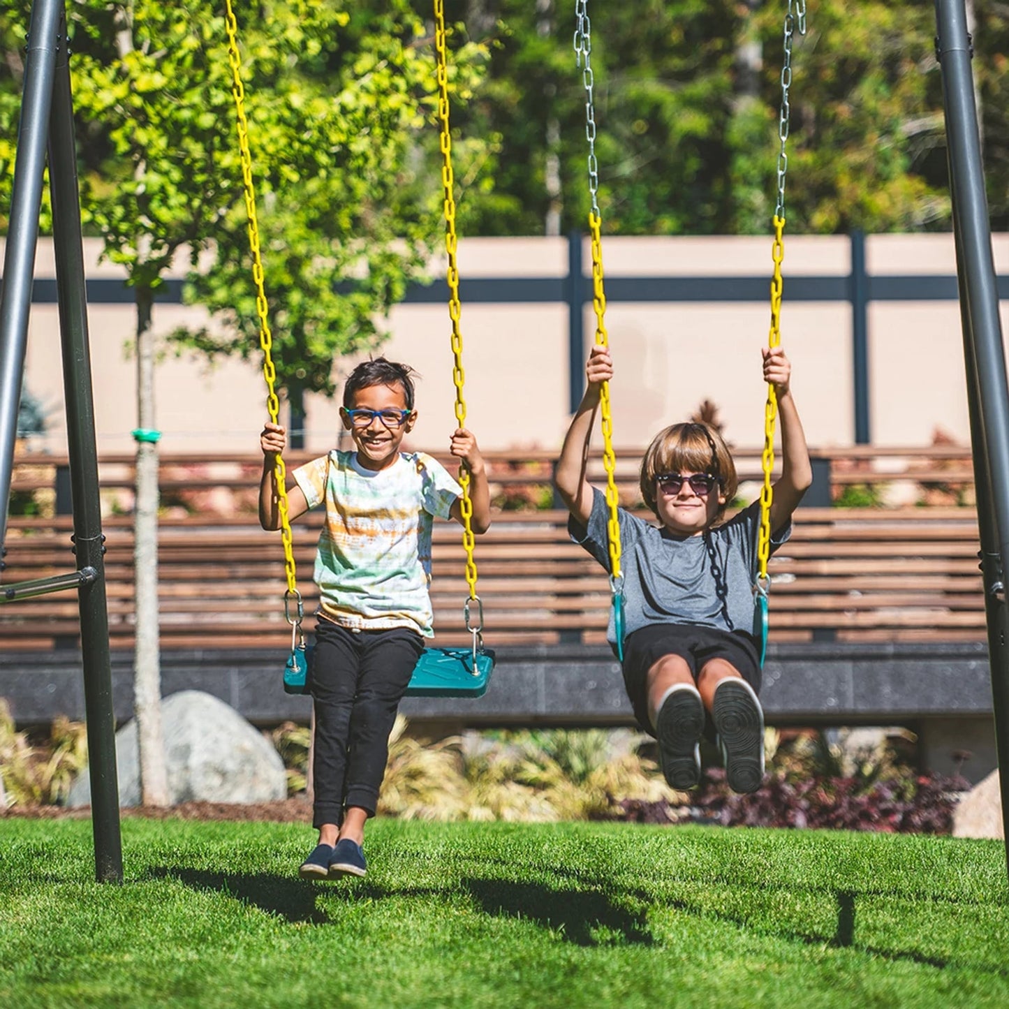 gobaplay Swing Set with 6' Frame Extension, Swings, 40" Saucer, & Hanging Tent - 431504