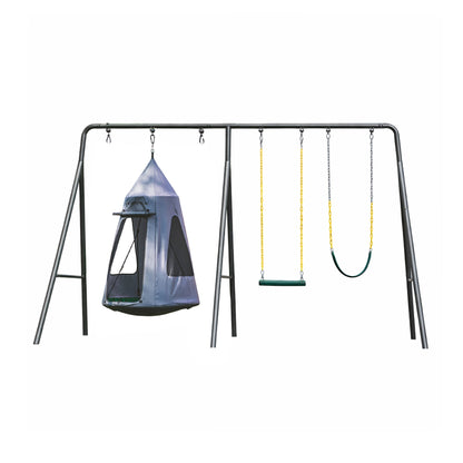 gobaplay Swing Set with 6' Frame Extension, Swings, 40" Saucer, & Hanging Tent - 431504