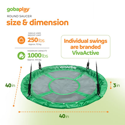 gobaplay Single Swing Set with 8' Frame Extension, Swings, and 40" Round Saucer - 431505