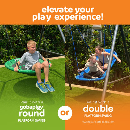 gobaplay Single Swing Set with 8' Frame Extension, Swings, and 40" Round Saucer - 431505