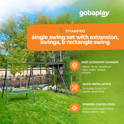 gobaplay Single Swing Playground Set with 6' Frame Extension & Rectangle Swing - 431535