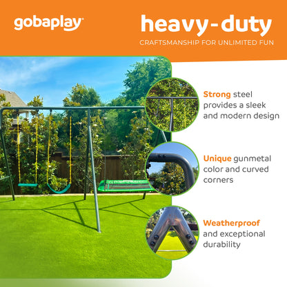 gobaplay Single Swing Playground Set with 6' Frame Extension & Rectangle Swing - 431535