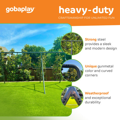 gobaplay Single Swing Playground Set with 8' Frame Extension & Rectangle Swing