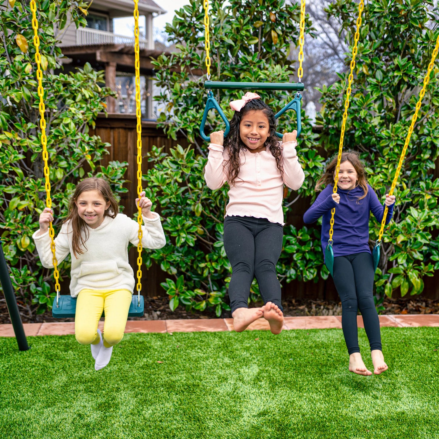 gobaplay Single Swing Playground Set with 8' Frame Extension & Rectangle Swing