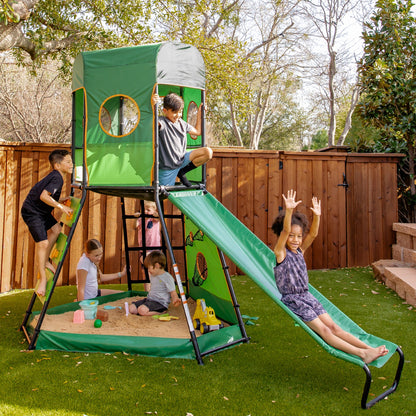 gobaplay SummitPro Climbing Tower, Outdoor Playset with Slide for Kids 6+, Green - 431540