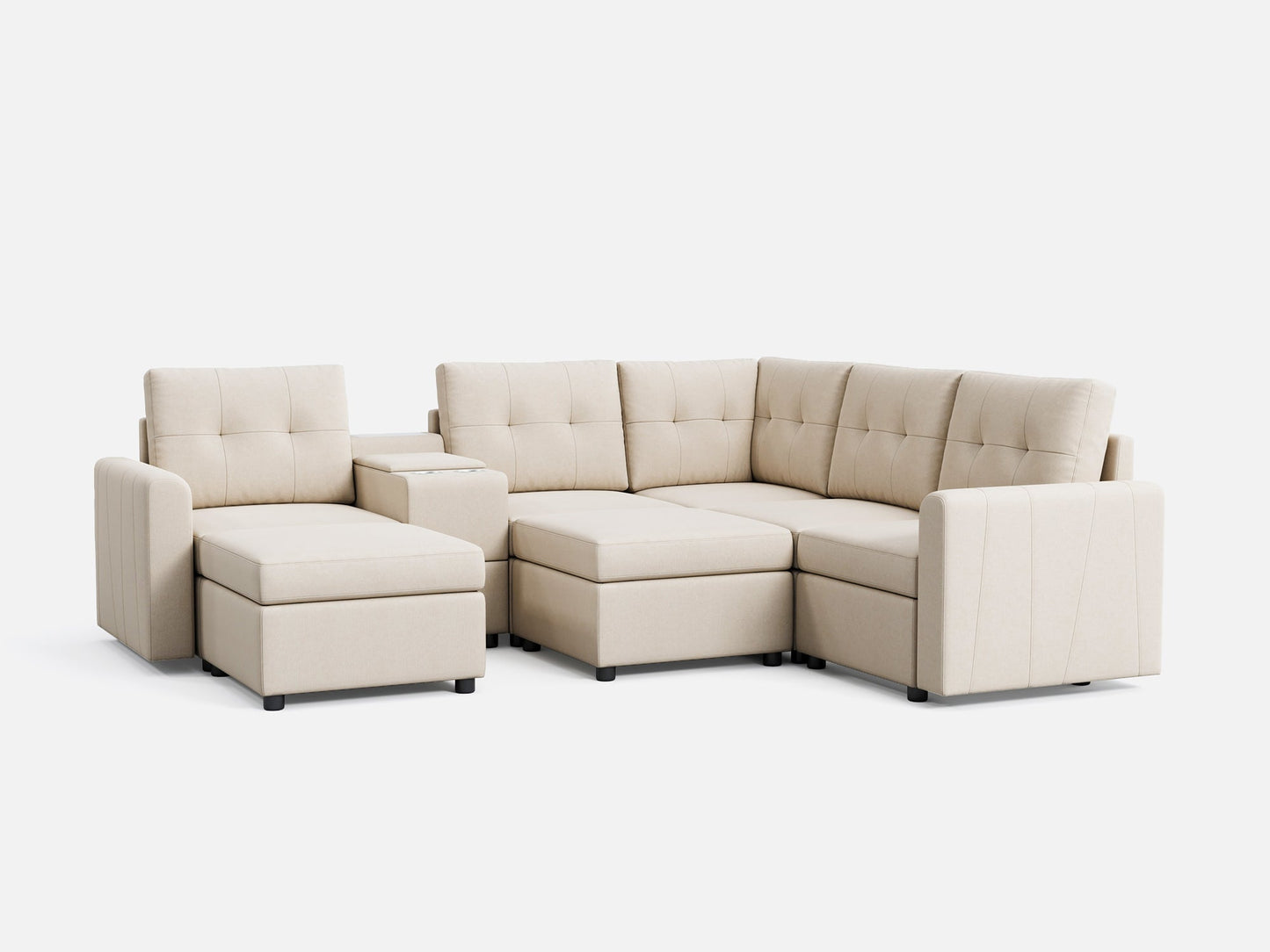 LINSY HOME RUBIK III 4 Seats with 2 Ottomans & Corner & Console - US-LH-SPF-Sofa-S800-F-42111-0-00