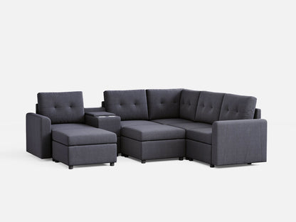 LINSY HOME RUBIK III 4 Seats with 2 Ottomans & Corner & Console - US-LH-SPF-Sofa-S800-F-42111-0-00