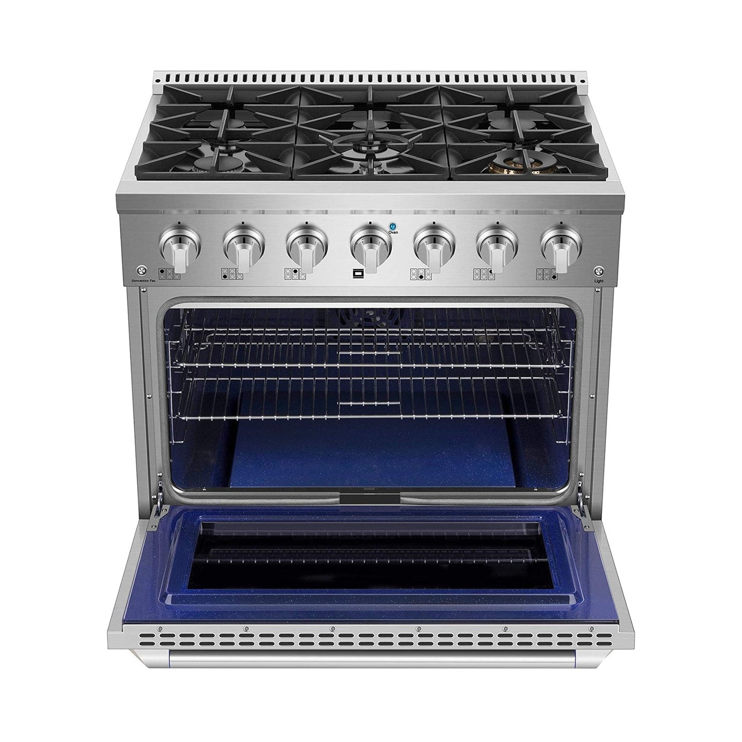 Combo Awoco 36” Freestanding 6 Burners Range with 36'' RH-WT-36 Wall Mount Range Hood - JK36A1-T-NG+RH-WT-36