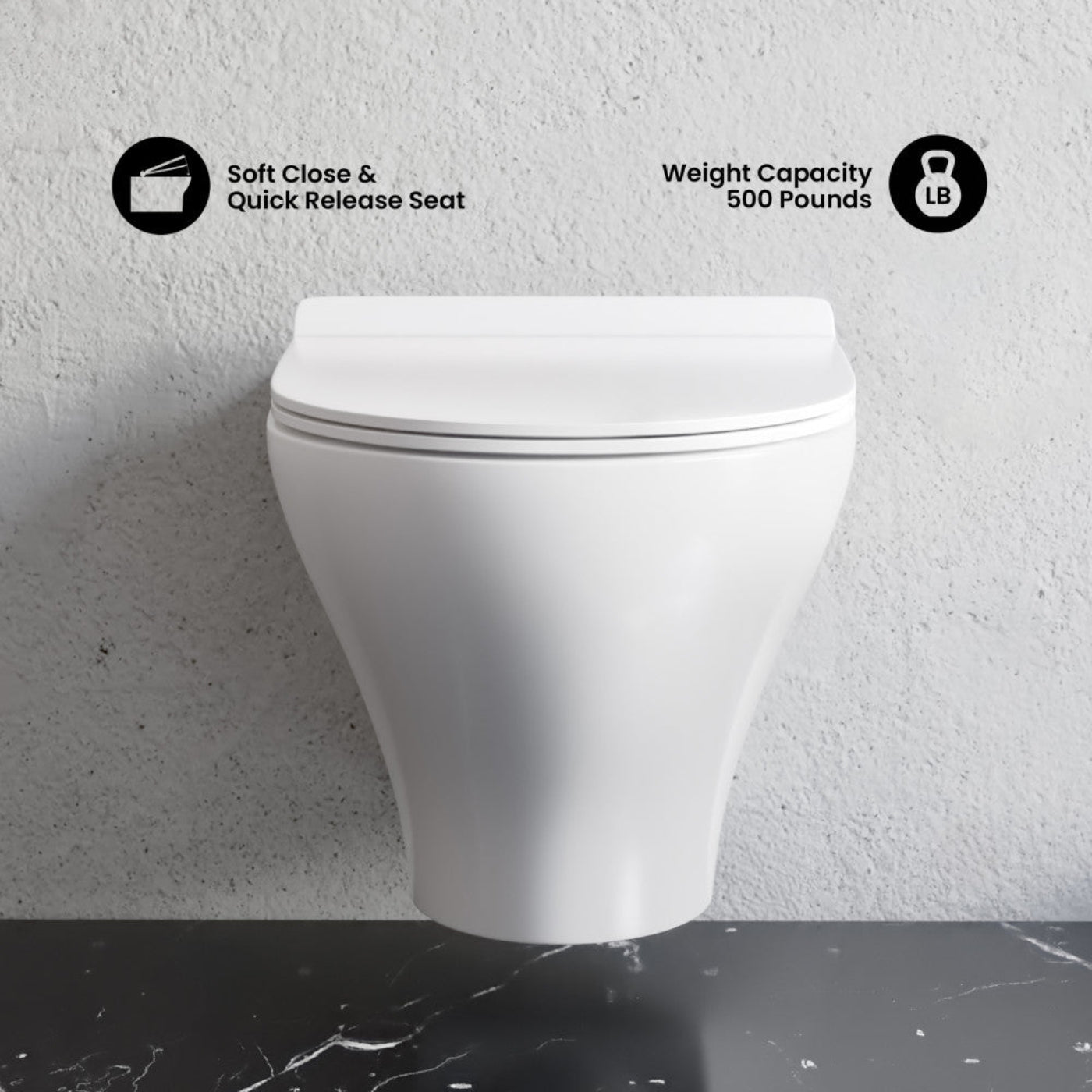 Swiss Madison Monaco Wall-Hung Toilet Bundle 0.8/1.6 GPF Dual Flush in Glossy White with Brass Flush Plate - SM-WT1002GW