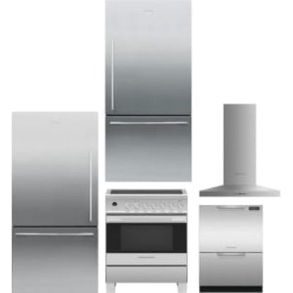 Fisher & Paykel 5-Piece Package 32 Freestanding Bottom Mount and 32 Bottom Mount and 30 Induction Range and 24 Full Console Double DishDrawer and 30 Hood - DD24DCTX9N