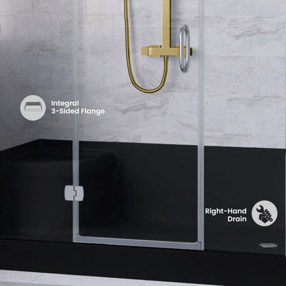 Swiss Madison Aquatique 60" x 32" Right Drain, Shower Base in Matte Black - SM-SB538MB