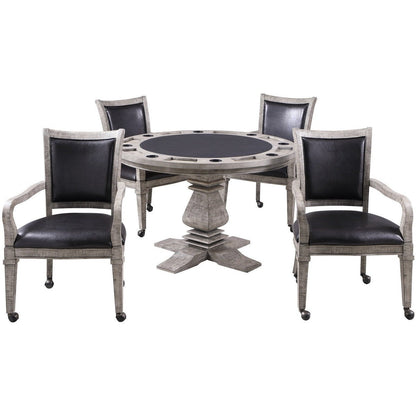 Hathaway Montecito Driftwood Round Poker Table with Chairs - BG5019