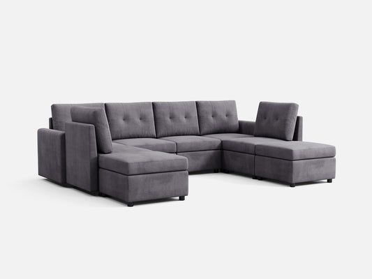 LINSY HOME RUBIK III  6 Seats with 2 Ottomans - US-LH-SPF-Sofa-S800-F11-62-0-00