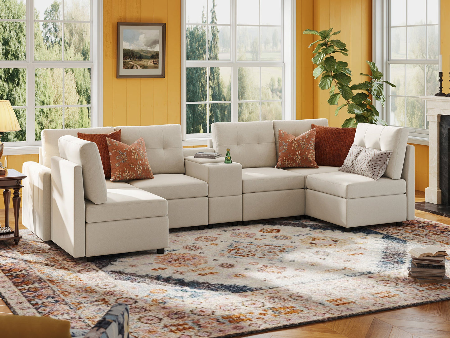LINSY HOME RUBIK III 6 Seats with Console - US-LH-SPF-Sofa-S800-F-60101-0-00